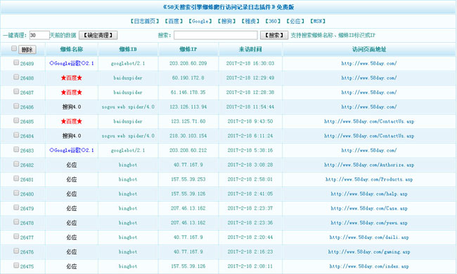 ASP网站蜘蛛爬行日志记录插件源码 ASP网站蜘蛛爬行日志记录插件源码