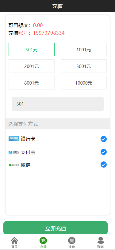 充值界面 充值界面